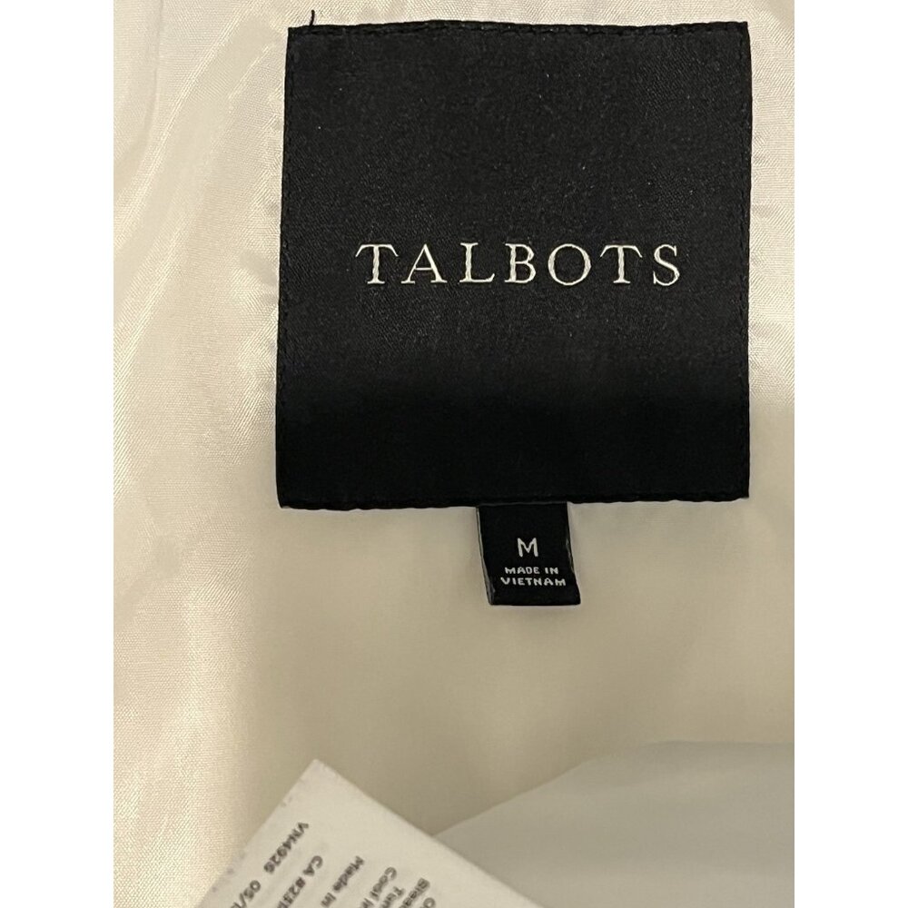 Talbots Down Fill Puffer Vest Size M Black White Plaid Elastic Waist Zip Snaps - Picture 7 of 10